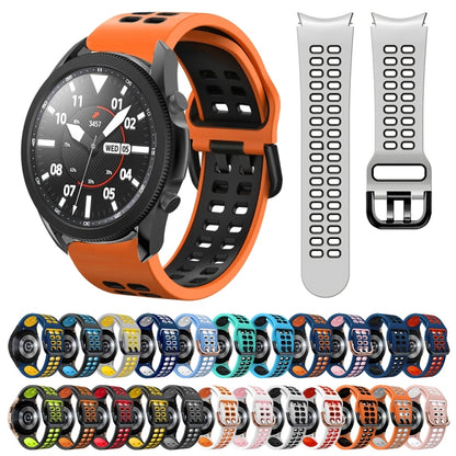 For Samsung Galaxy Watch 5 Pro  45mm 20mm Breathable Two-Color Silicone Watch Band(Black+Blue) - Watch Bands by buy2fix | Online Shopping UK | buy2fix