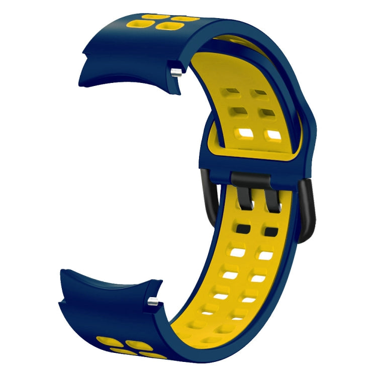 For Samsung Galaxy Watch 5 Pro  45mm 20mm Breathable Two-Color Silicone Watch Band(Black+Blue) - Watch Bands by buy2fix | Online Shopping UK | buy2fix