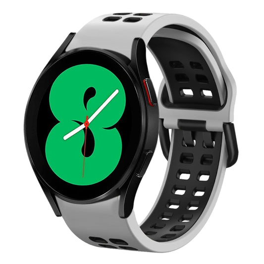 For Samsung Galaxy Watch 4 44mm 20mm Breathable Two-Color Silicone Watch Band(White+Black) - Watch Bands by buy2fix | Online Shopping UK | buy2fix