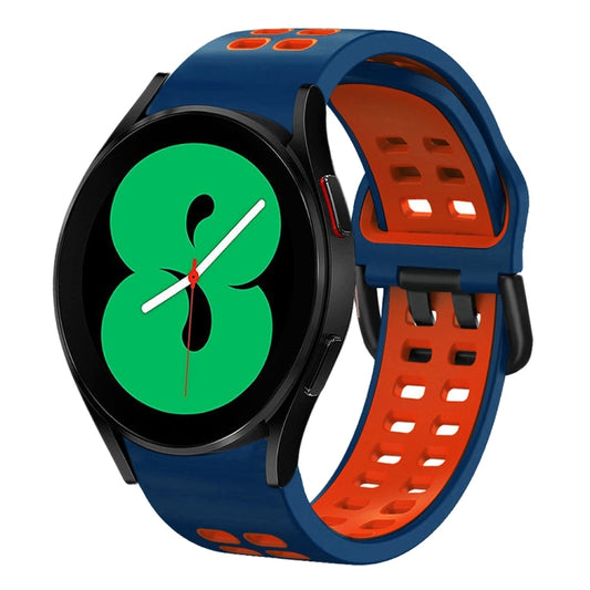 For Samsung Galaxy Watch 4 44mm 20mm Breathable Two-Color Silicone Watch Band(Midnight Blue+Red) - Watch Bands by buy2fix | Online Shopping UK | buy2fix