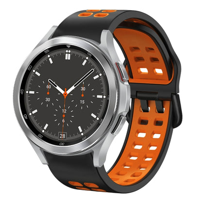 For Samsung Galaxy Watch 4 Classic 46mm 20mm Breathable Two-Color Silicone Watch Band(Black+Orange) - Watch Bands by buy2fix | Online Shopping UK | buy2fix