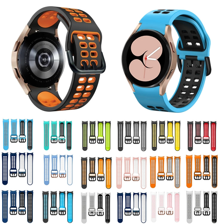 For Samsung Galaxy Watch 4 Classic 46mm 20mm Breathable Two-Color Silicone Watch Band(Black+Orange) - Watch Bands by buy2fix | Online Shopping UK | buy2fix