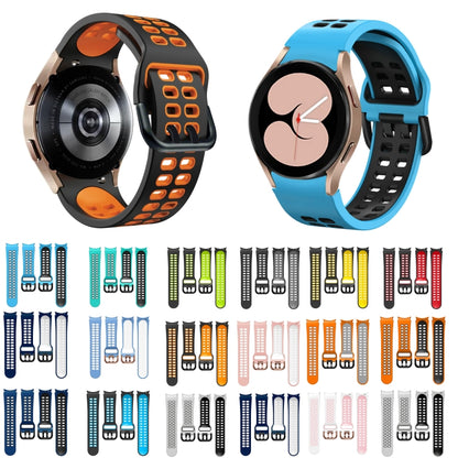 For Samsung Galaxy Watch 4 Classic 46mm 20mm Breathable Two-Color Silicone Watch Band(Black+Orange) - Watch Bands by buy2fix | Online Shopping UK | buy2fix