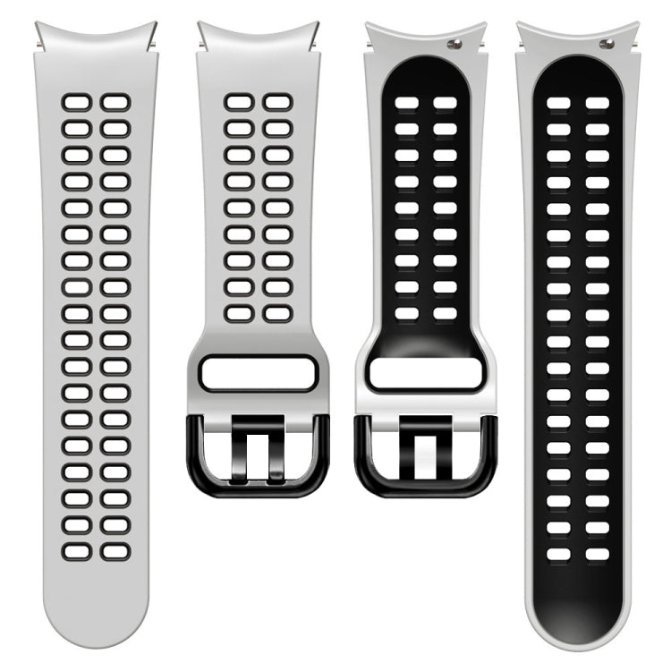 For Samsung Galaxy Watch 4 Classic 46mm 20mm Breathable Two-Color Silicone Watch Band(Black+Orange) - Watch Bands by buy2fix | Online Shopping UK | buy2fix