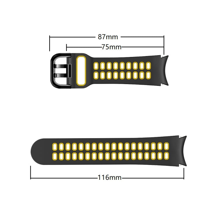 For Samsung Galaxy Watch 4 Classic 46mm 20mm Breathable Two-Color Silicone Watch Band(Black+Orange) - Watch Bands by buy2fix | Online Shopping UK | buy2fix