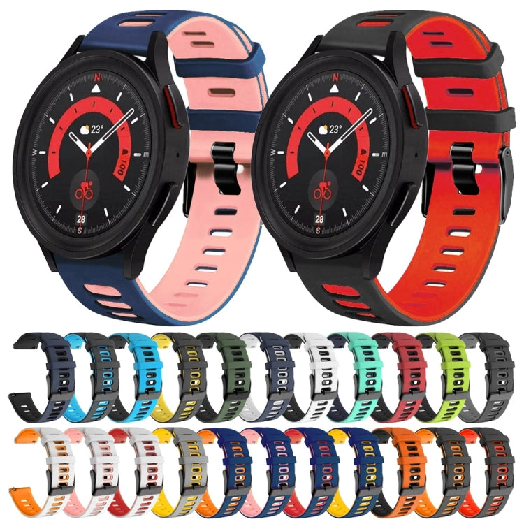 For Samsung Galaxy Watch 5  40mm 20mm Two-Color Silicone Watch Band(Black+Orange) - Watch Bands by buy2fix | Online Shopping UK | buy2fix
