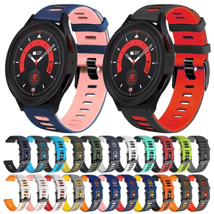 For Samsung Galaxy Watch 5  40mm 20mm Two-Color Silicone Watch Band(Black+Orange) - Watch Bands by buy2fix | Online Shopping UK | buy2fix