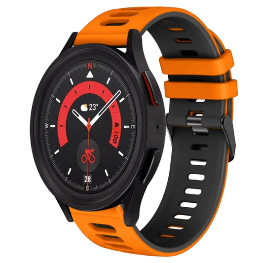For Samsung Galaxy Watch 5  44mm 20mm Two-Color Silicone Watch Band(Orange+Black) - Watch Bands by buy2fix | Online Shopping UK | buy2fix