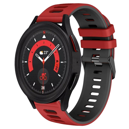 For Samsung Galaxy Watch 5  44mm 20mm Two-Color Silicone Watch Band(Red+Black) - Watch Bands by buy2fix | Online Shopping UK | buy2fix
