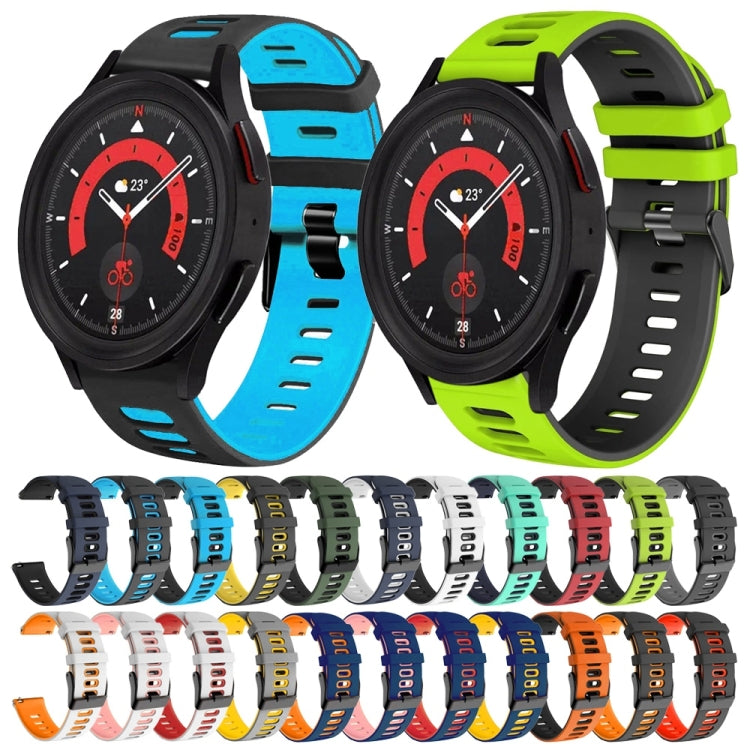 For Samsung Galaxy Watch 5  44mm 20mm Two-Color Silicone Watch Band(Amygreen+Black) - Watch Bands by buy2fix | Online Shopping UK | buy2fix