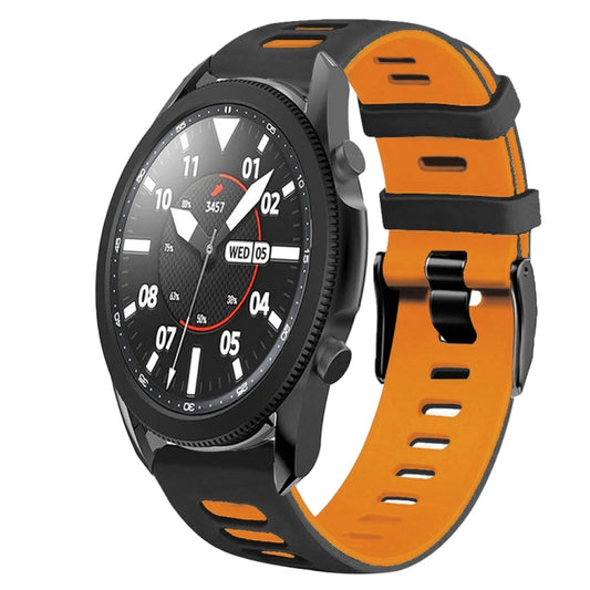 For Samsung Galaxy Watch 5 Pro  45mm 20mm Two-Color Silicone Watch Band(Black+Orange) - Watch Bands by buy2fix | Online Shopping UK | buy2fix