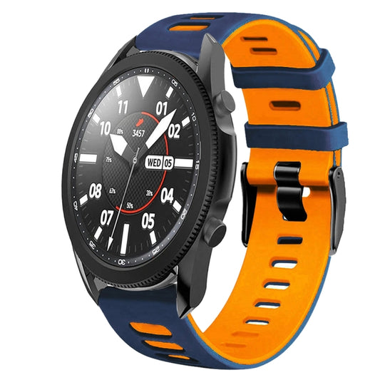 For Samsung Galaxy Watch 5 Pro  45mm 20mm Two-Color Silicone Watch Band(Midnight Blue+Orange) - Watch Bands by buy2fix | Online Shopping UK | buy2fix