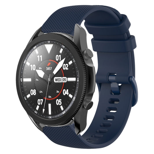 For Samsung Galaxy Watch5 Pro 45mm 20mm Plaid Solid Color Silicone Watch Band(Midnight Blue) - Watch Bands by buy2fix | Online Shopping UK | buy2fix