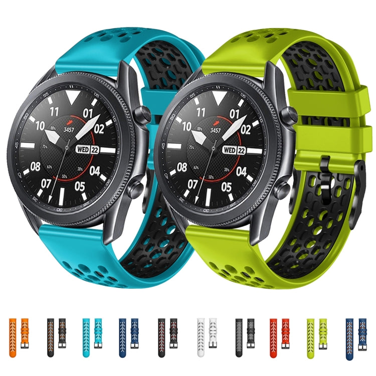 For Honor Watch GS Pro 22mm Two-Color Breathable Silicone Watch Band(Midnight Blue+Orange) by buy2fix