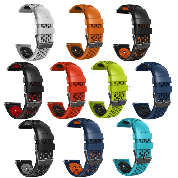 For Honor Watch GS Pro 22mm Two-Color Breathable Silicone Watch Band(Midnight Blue+Orange) by buy2fix