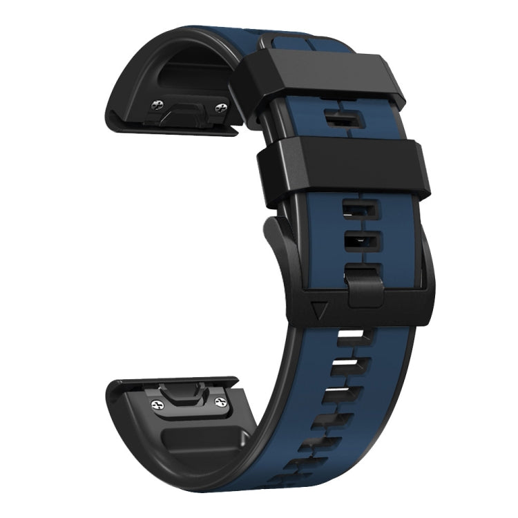 For Garmin Fenix 7X 26mm Silicone Sports Two-Color Watch Band(Dark Blue+Black) - Watch Bands by buy2fix | Online Shopping UK | buy2fix