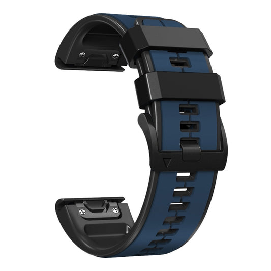 For Garmin Fenix 7X 26mm Silicone Sports Two-Color Watch Band(Dark Blue+Black) - Watch Bands by buy2fix | Online Shopping UK | buy2fix