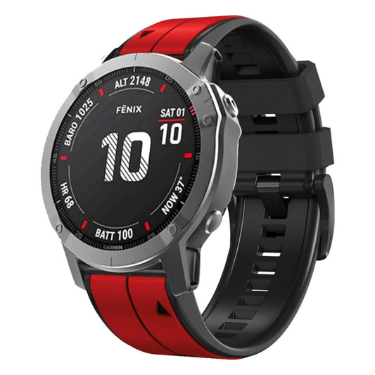 For Garmin Descent MK2i 26mm Silicone Sports Two-Color Watch Band(Red+Black) - Watch Bands by buy2fix | Online Shopping UK | buy2fix