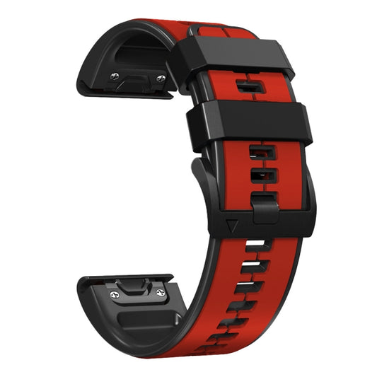 For Garmin Descent MK2i 26mm Silicone Sports Two-Color Watch Band(Red+Black) - Watch Bands by buy2fix | Online Shopping UK | buy2fix