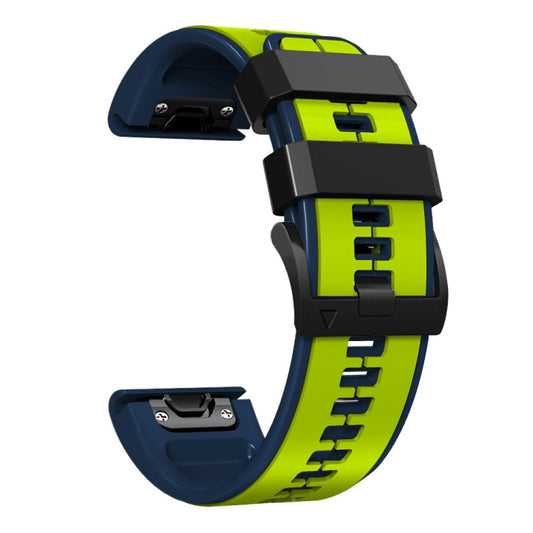 For Garmin Descent G1 22mm Silicone Sports Two-Color Watch Band(Lime + Black) - Watch Bands by buy2fix | Online Shopping UK | buy2fix