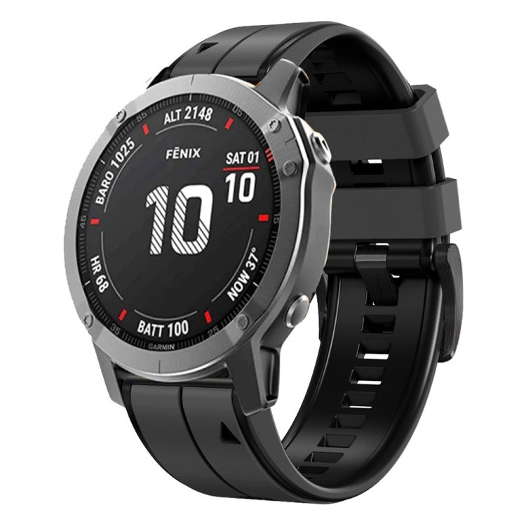 For Garmin EPIX Gen2 22mm Silicone Sports Two-Color Watch Band(Carbon Ash + Black) - Watch Bands by buy2fix | Online Shopping UK | buy2fix
