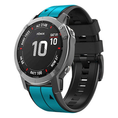 For Garmin EPIX Gen2 22mm Silicone Sports Two-Color Watch Band(Skyblue+Black) - Watch Bands by buy2fix | Online Shopping UK | buy2fix