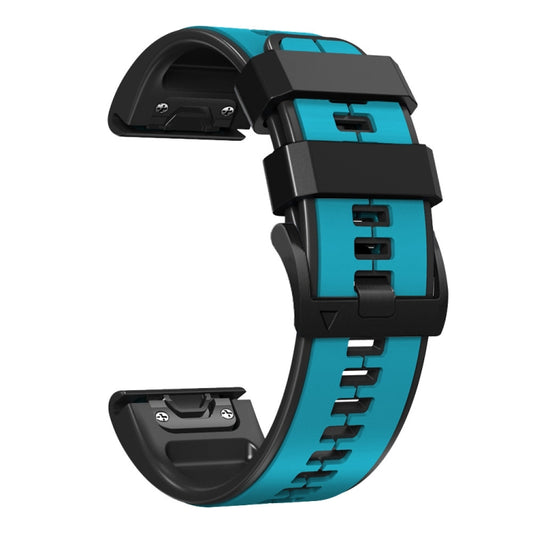 For Garmin EPIX Gen2 22mm Silicone Sports Two-Color Watch Band(Skyblue+Black) - Watch Bands by buy2fix | Online Shopping UK | buy2fix
