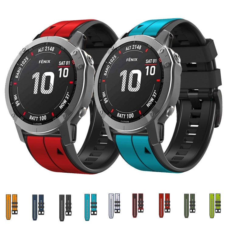 For Garmin Instinct 22mm Silicone Sports Two-Color Watch Band(Carbon Ash + Black) - Watch Bands by buy2fix | Online Shopping UK | buy2fix