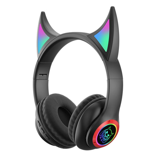 STN25 Devil Ear RGB Light Wireless Music Headset For Children with Mic(Black) - Headset & Headphone by buy2fix | Online Shopping UK | buy2fix