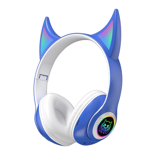 STN25 Devil Ear RGB Light Wireless Music Headset For Children with Mic(Blue) - Headset & Headphone by buy2fix | Online Shopping UK | buy2fix