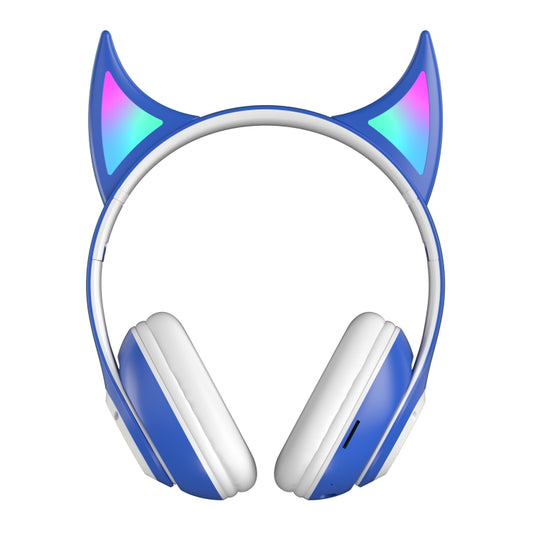 STN25 Devil Ear RGB Light Wireless Music Headset For Children with Mic(Blue) - Headset & Headphone by buy2fix | Online Shopping UK | buy2fix