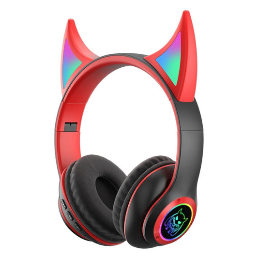 STN25 Devil Ear RGB Light Wireless Music Headset For Children with Mic(Black+Red) - Headset & Headphone by buy2fix | Online Shopping UK | buy2fix
