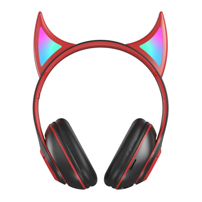 STN25 Devil Ear RGB Light Wireless Music Headset For Children with Mic(Black+Red) - Headset & Headphone by buy2fix | Online Shopping UK | buy2fix