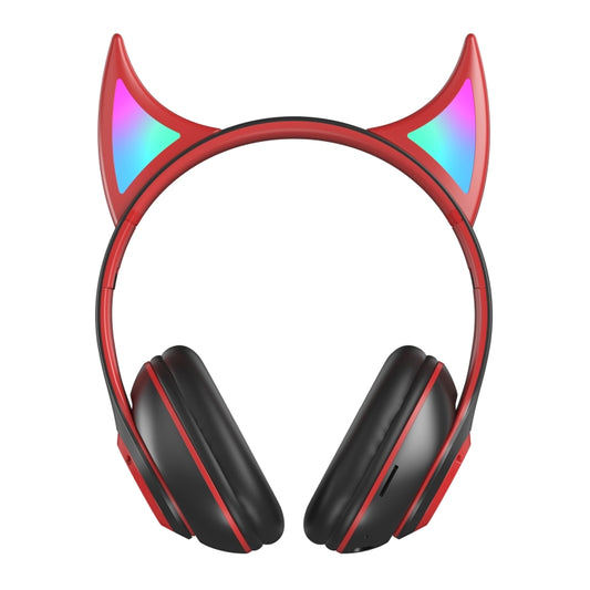 STN25 Devil Ear RGB Light Wireless Music Headset For Children with Mic(Black+Red) - Headset & Headphone by buy2fix | Online Shopping UK | buy2fix
