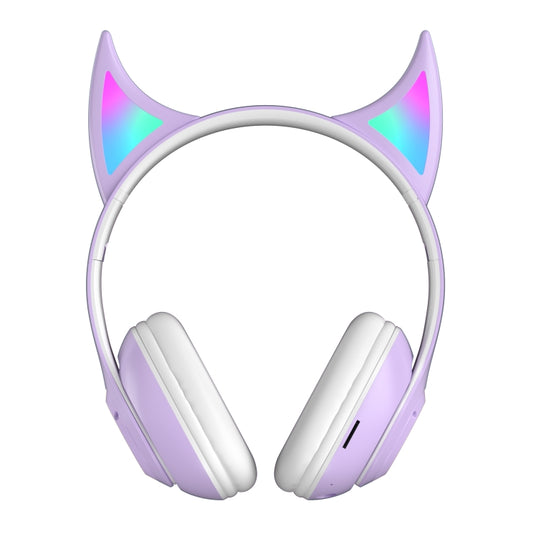 STN25 Devil Ear RGB Light Wireless Music Headset For Children with Mic(Purple) - Headset & Headphone by buy2fix | Online Shopping UK | buy2fix