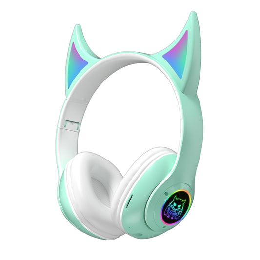 STN25 Devil Ear RGB Light Wireless Music Headset For Children with Mic(Green) - Headset & Headphone by buy2fix | Online Shopping UK | buy2fix