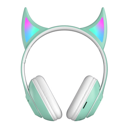 STN25 Devil Ear RGB Light Wireless Music Headset For Children with Mic(Green) - Headset & Headphone by buy2fix | Online Shopping UK | buy2fix
