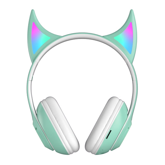STN25 Devil Ear RGB Light Wireless Music Headset For Children with Mic(Green) - Headset & Headphone by buy2fix | Online Shopping UK | buy2fix