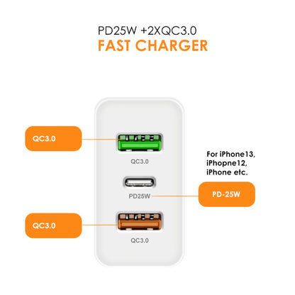 45W PD3.0 + 2 x QC3.0 USB Multi Port Charger with Type-C to Type-C Cable, EU Plug(White) - USB Charger by buy2fix | Online Shopping UK | buy2fix