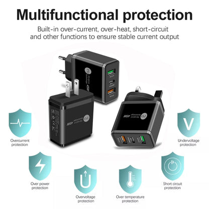 45W PD25W + 2 x QC3.0 USB Multi Port Charger with USB to Type-C Cable, EU Plug(Black) - USB Charger by buy2fix | Online Shopping UK | buy2fix
