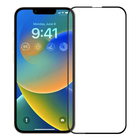 For iPhone 14 PINWUYO 9H 2.5D Full Screen Tempered Glass Film(Black) - iPhone 14 Tempered Glass by PINWUYO | Online Shopping UK | buy2fix