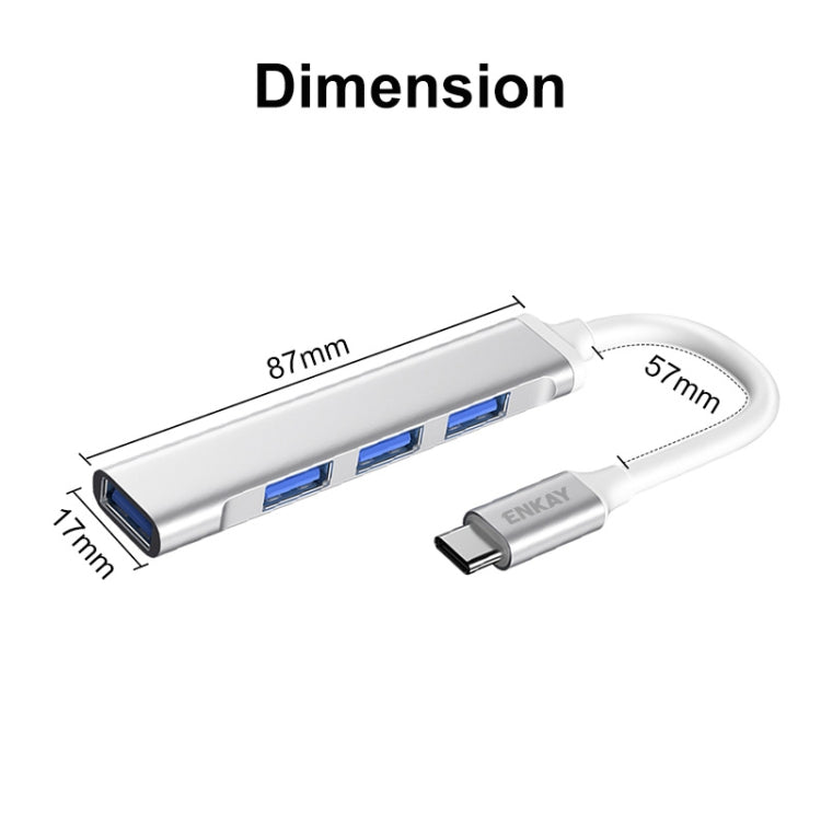 ENKAY Hat-Prince ENK-AT114 4 Ports USB 3.0 Splitter Multi-Ports Expansion HUB Extender Connector Adapter, Interface:USB 3.0 by ENKAY