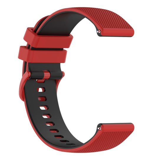 For Garmin Venu 20mm Checkered Two-Color Silicone Watch Band(Red+Black) - Watch Bands by buy2fix | Online Shopping UK | buy2fix