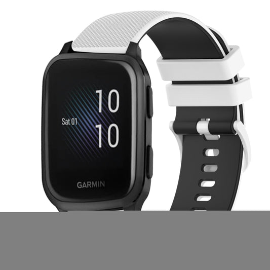 For Garmin Venu SQ 20mm Checkered Two-Color Silicone Watch Band(White+Black) - Watch Bands by buy2fix | Online Shopping UK | buy2fix