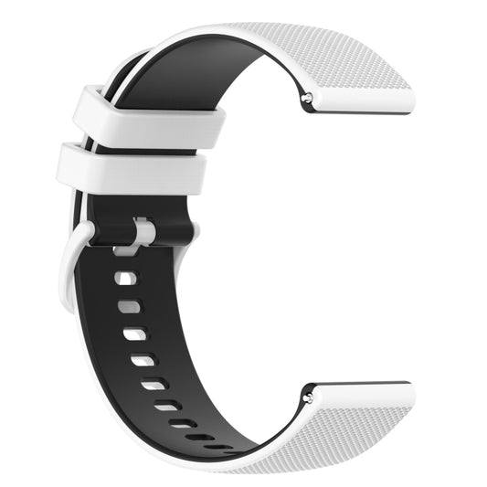 For Garmin Venu SQ 20mm Checkered Two-Color Silicone Watch Band(White+Black) - Watch Bands by buy2fix | Online Shopping UK | buy2fix