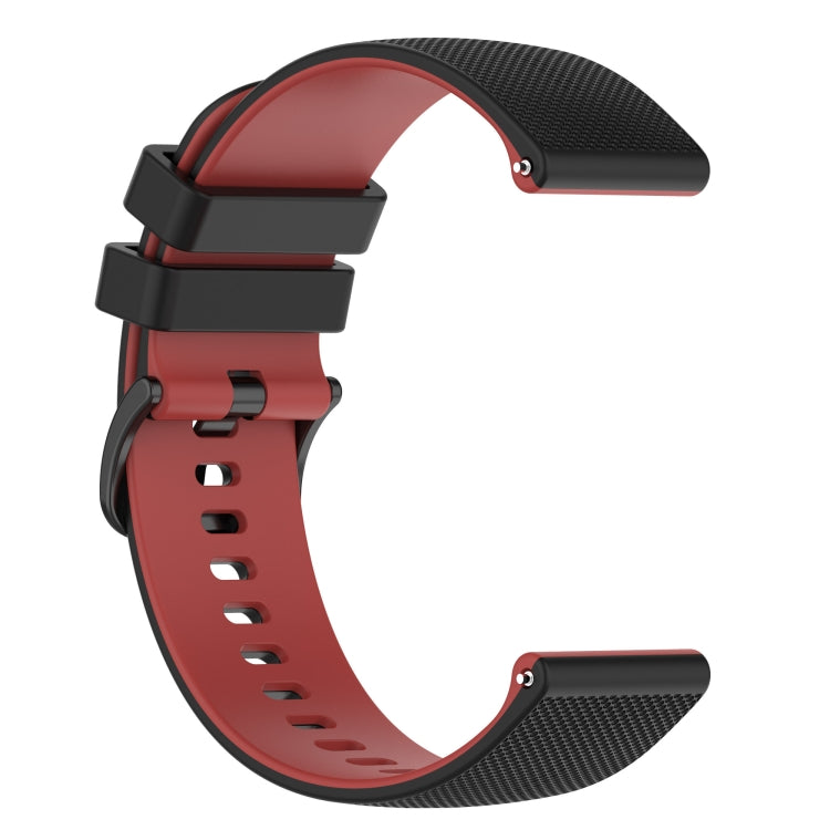For Garmin VivoMove Style 20mm Checkered Two-Color Silicone Watch Band(Black+Red) by buy2fix