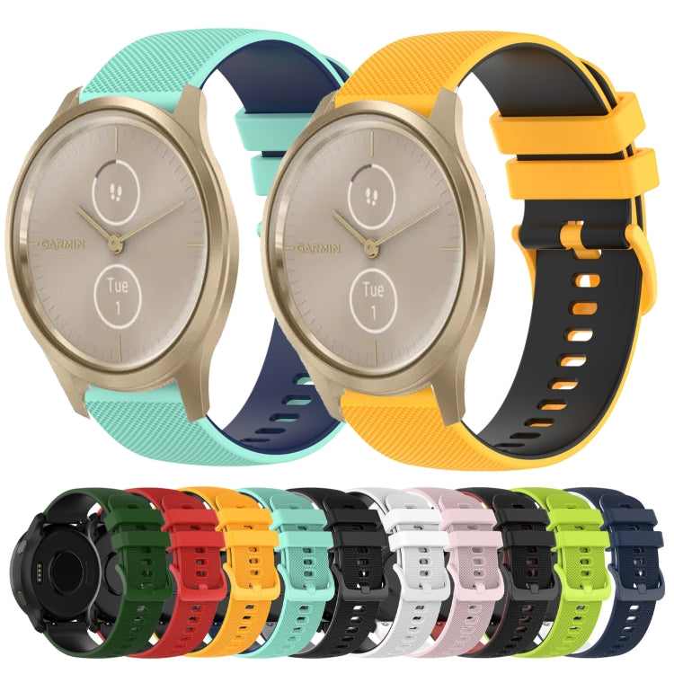 For Garmin VivoMove Style 20mm Checkered Two-Color Silicone Watch Band(Black+Red) by buy2fix