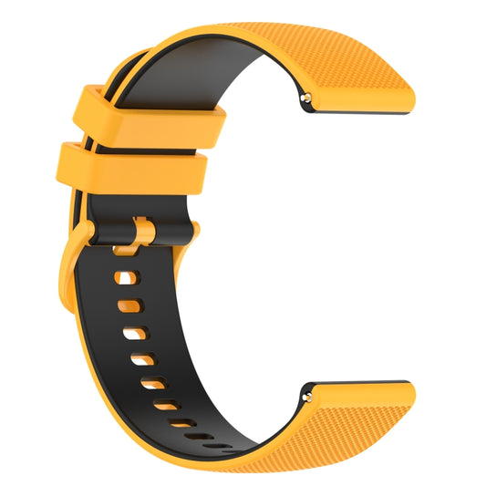 For Garmin Vivoactive 3 20mm Checkered Two-Color Silicone Watch Band(Yellow+Black) - Watch Bands by buy2fix | Online Shopping UK | buy2fix