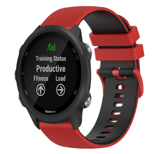 For Garmin Forerunner 245 20mm Checkered Two-Color Silicone Watch Band(Red+Black) - Watch Bands by buy2fix | Online Shopping UK | buy2fix