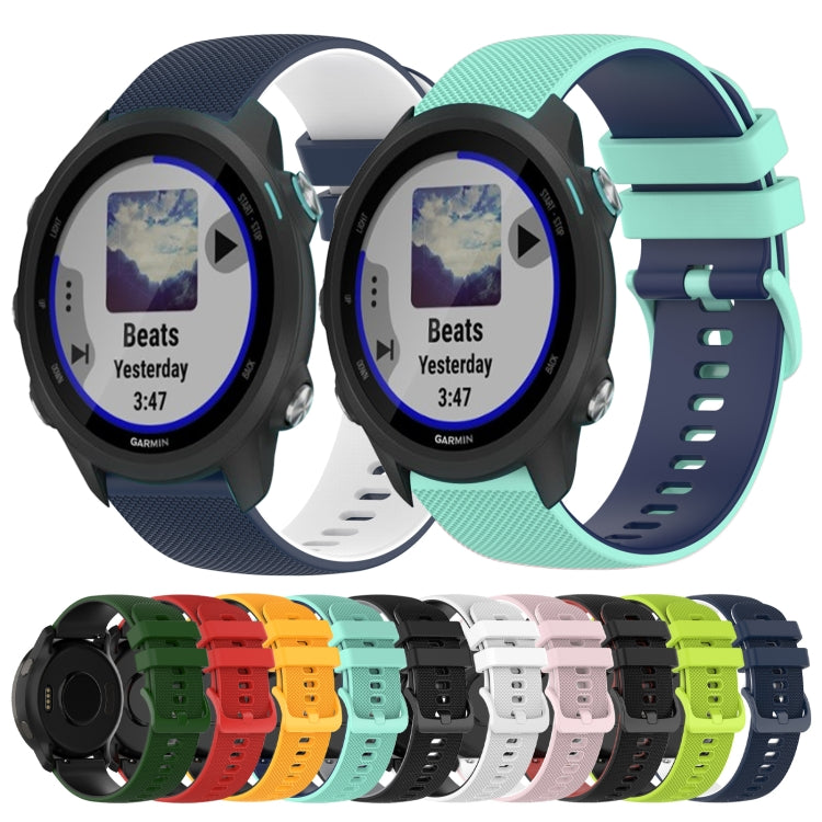 For Garmin Forerunner 245 20mm Checkered Two-Color Silicone Watch Band(Red+Black) - Watch Bands by buy2fix | Online Shopping UK | buy2fix